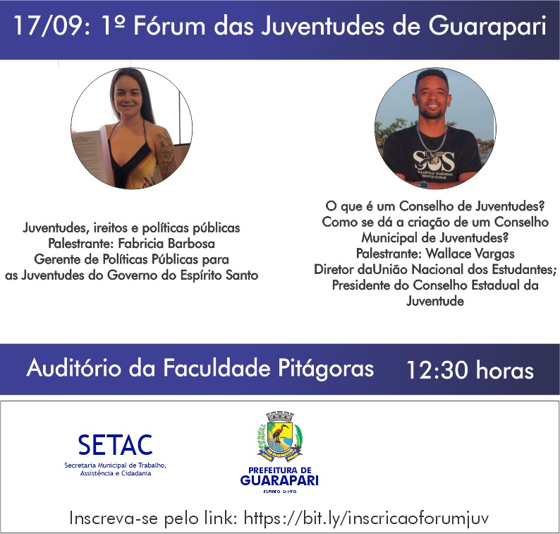 A Prefeitura de Guarapari, através da Secretaria Municipal de Trabalho, Assistência e Cidadania (Setac), realiza nesta semana a 1° Semana das Juventudes de Guarapari