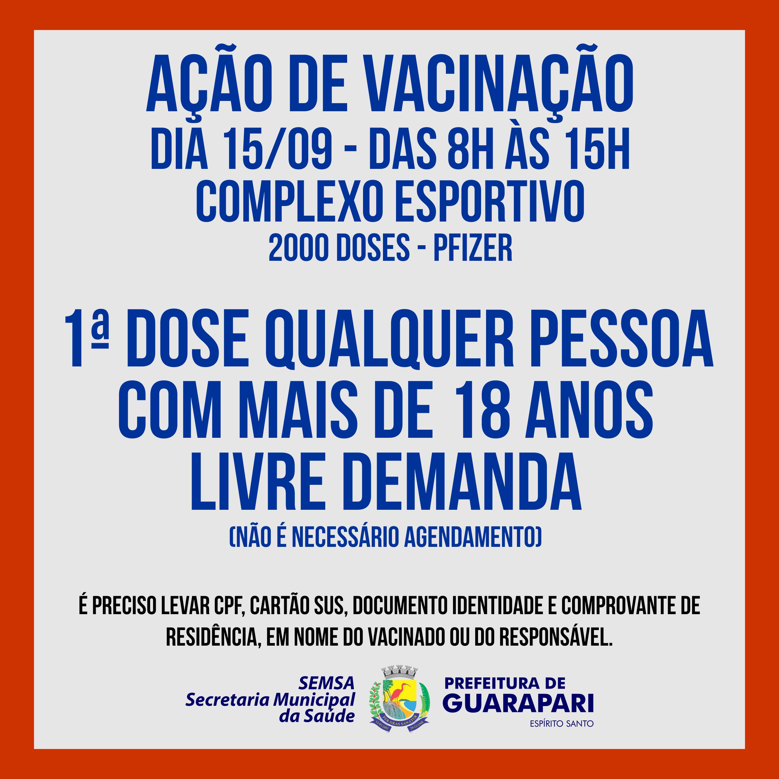 Prefeitura de Guarapari realiza ação de vacinação para primeira dose