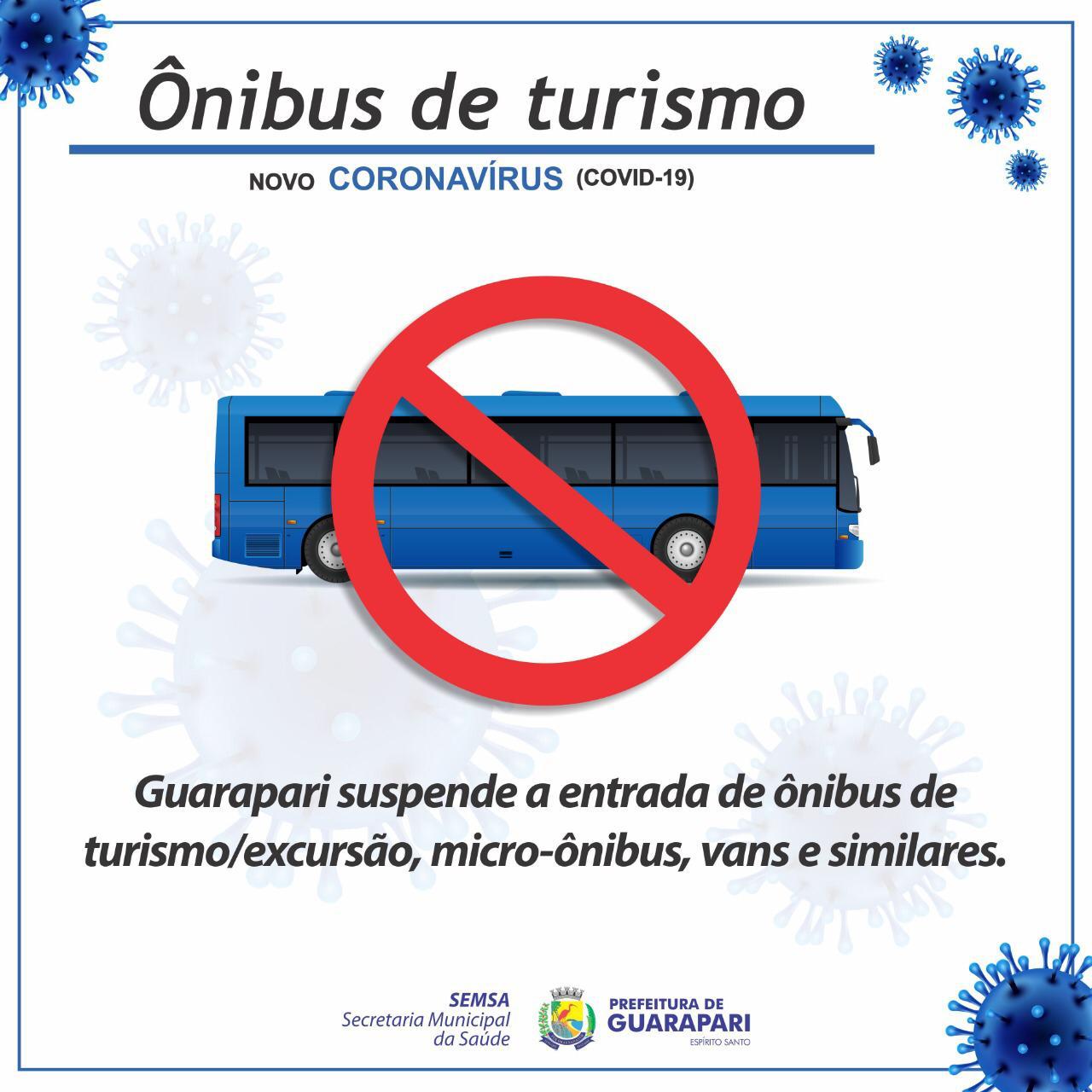 Prefeitura de Guarapari suspende a entrada de ônibus de turismo, vans e micro-ônibus na cidade