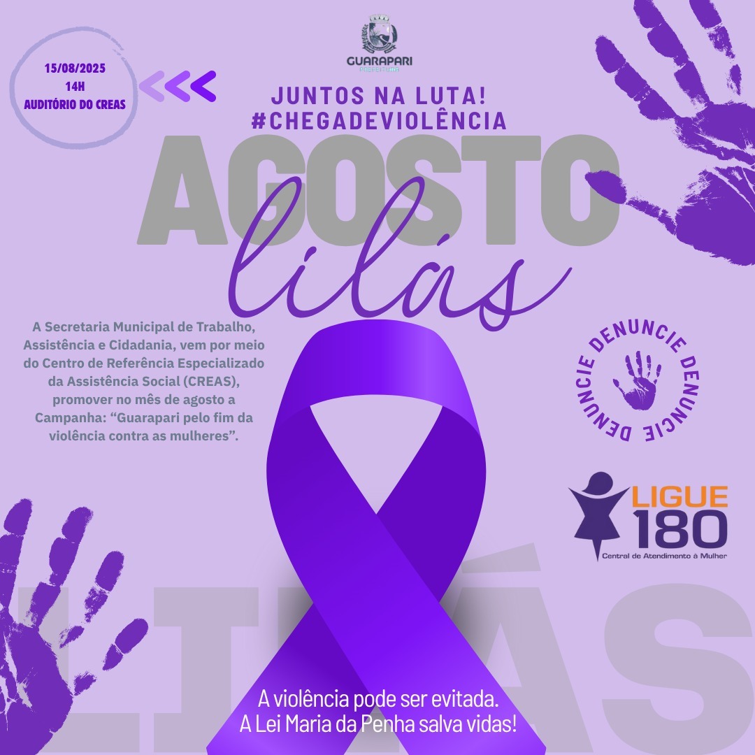 Agosto Lilás: Campanha Contra a Violência à Mulher em Guarapari