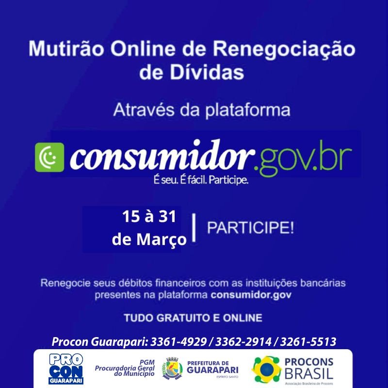 Procon de Guarapari realiza mutirão online de renegociação de dívidas