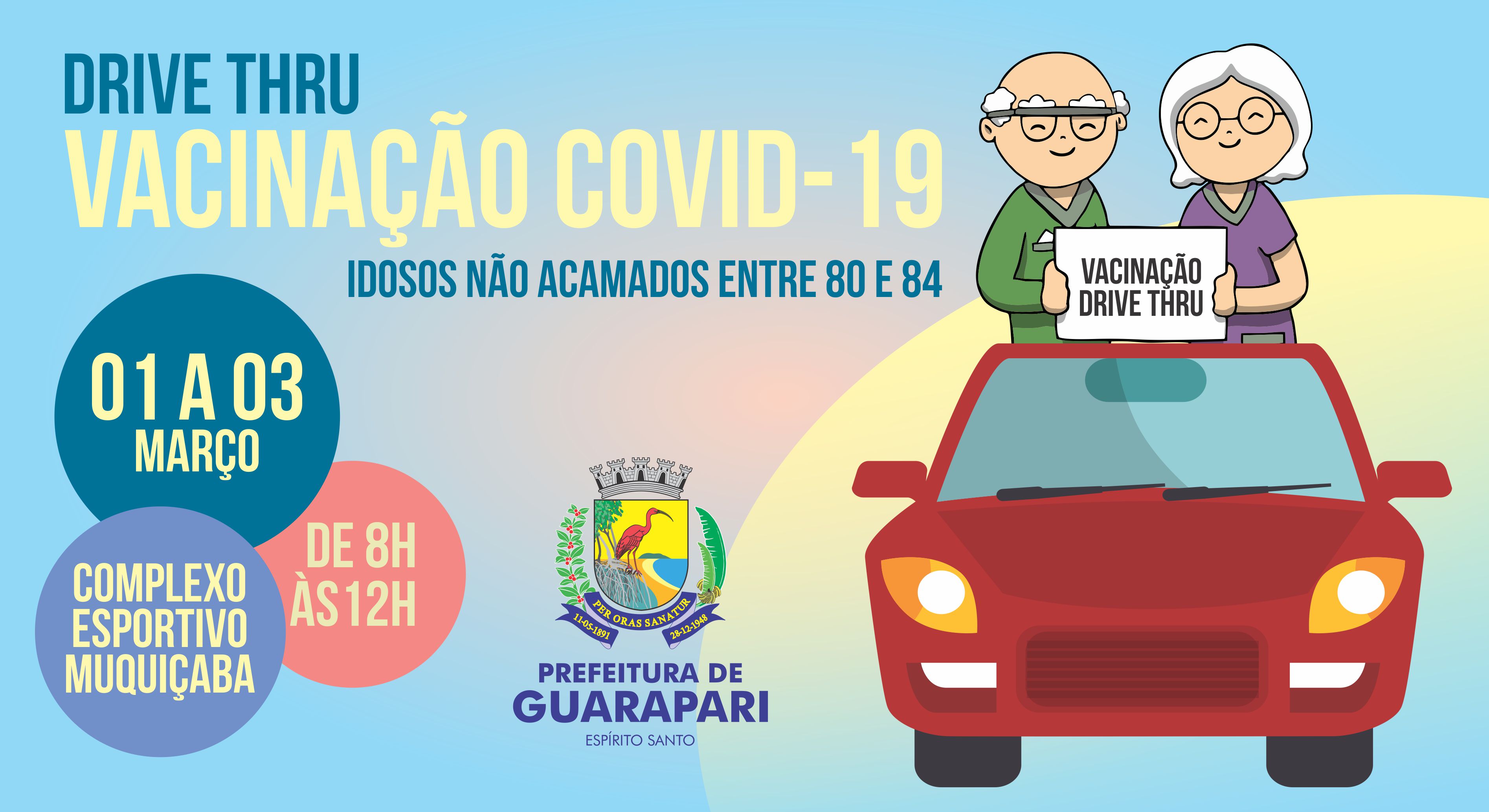 Segue nesta terça-feira (02) a vacinação de idosos entre 80 e 84 em Guarapari