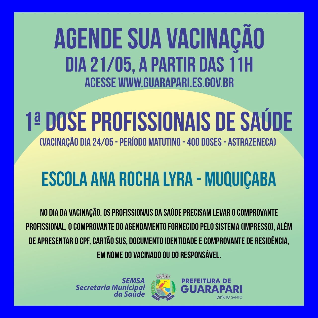 Covid-19: Prefeitura de Guarapari abre agendamento de vacina para primeira dose de profissionais de saúde 