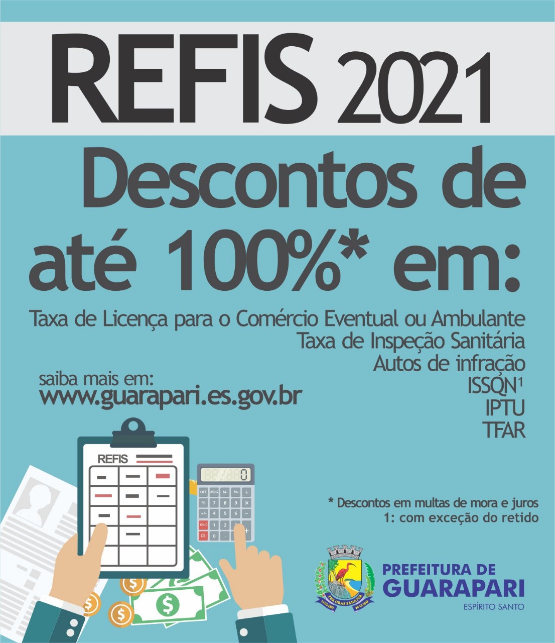 Refis: Guarapari oferece descontos de até 100% para quitação de dívidas