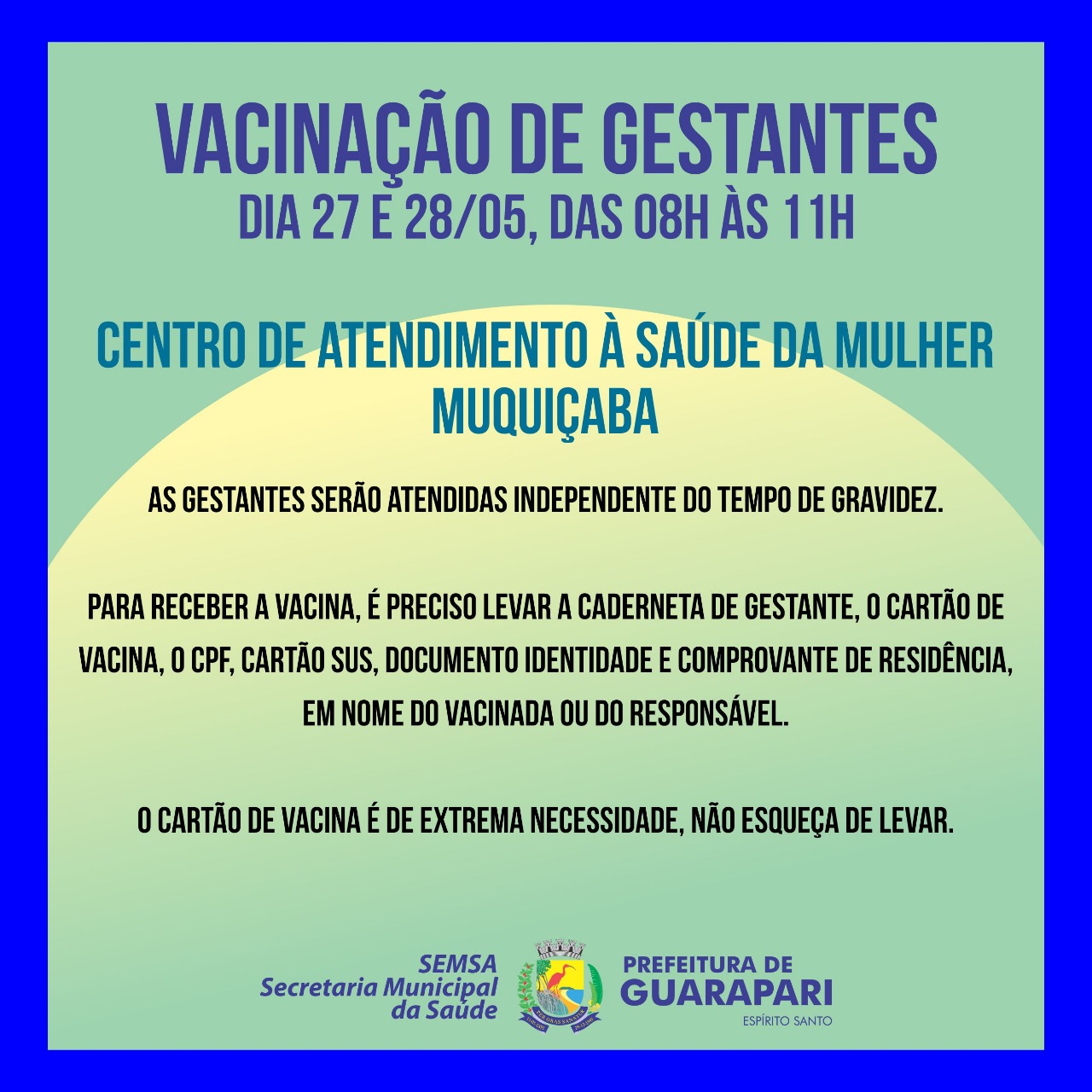Saúde da mulher vai disponibilizar vacinas para gestantes nesta quinta e sexta-feira  