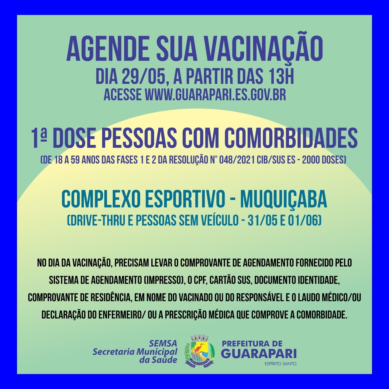 Vacinação contra Covid-19: Prefeitura de Guarapari abre agendamento para primeira dose em pessoas com comorbidades de 18 a 59 anos