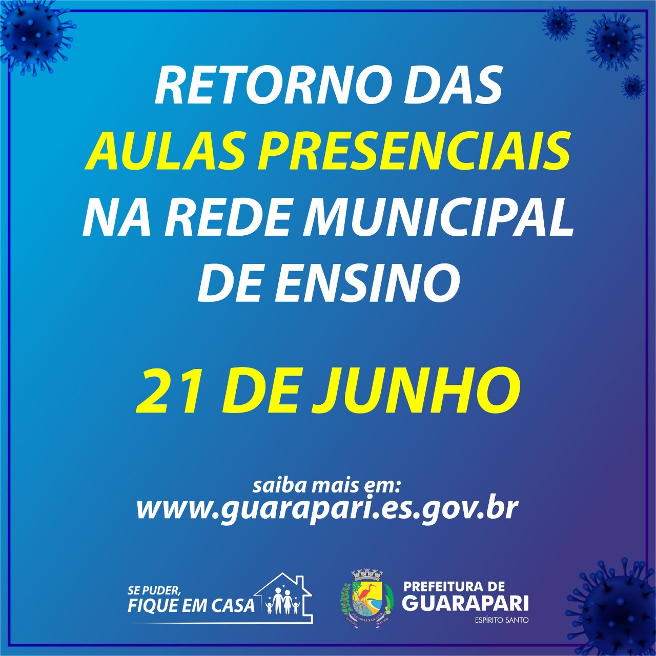 Prefeitura de Guarapari anuncia retorno às aulas presenciais a partir do dia 21 de junho