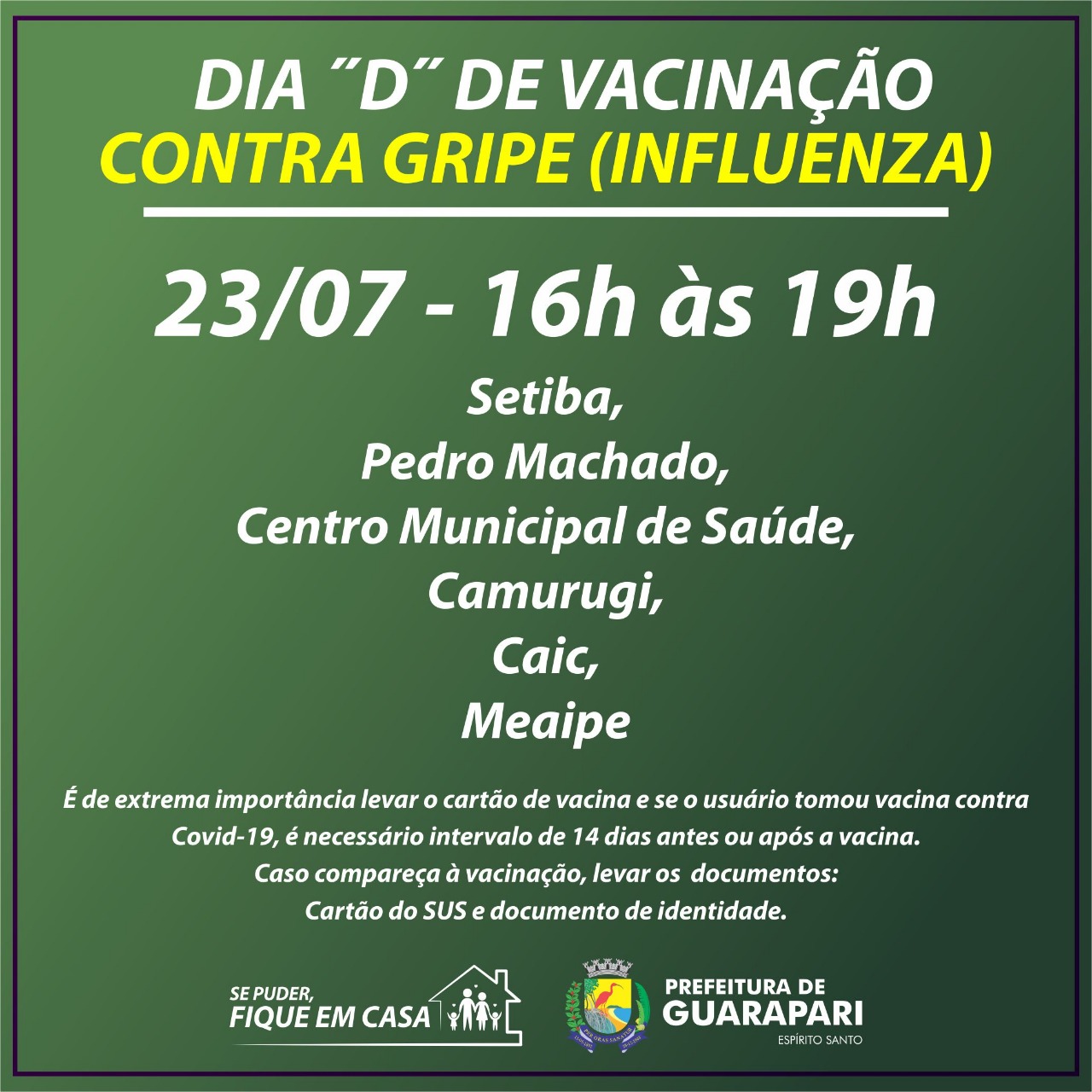 Prefeitura realiza ação com horário estendido para vacinação contra a Influenza 