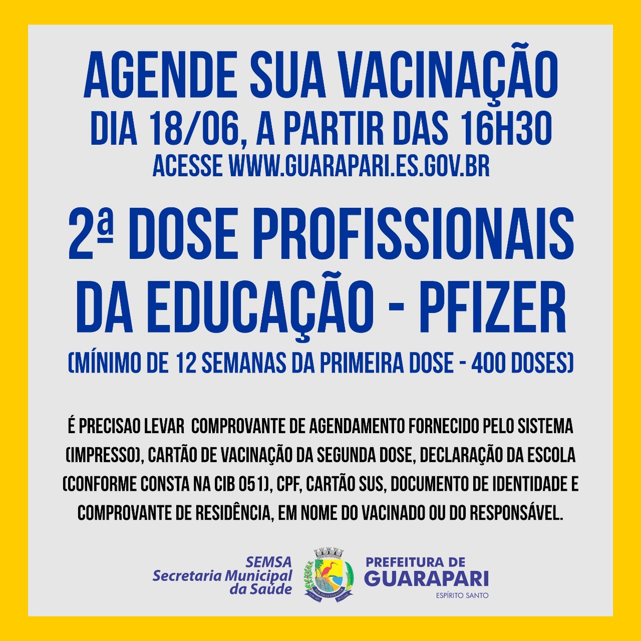 Prefeitura abre agendamento para profissionais da educação que precisam tomar a segunda dose - Pfizer