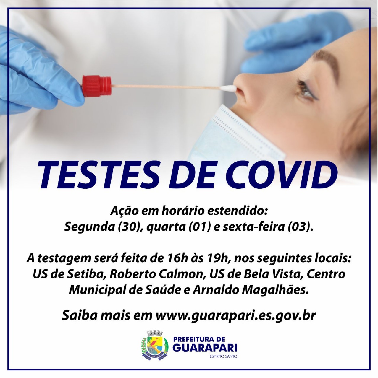 Guarapari realiza três dias ação em horário estendido para testagem da Covid-19 