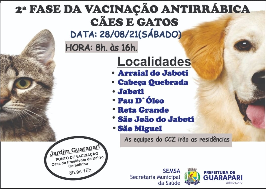 Prefeitura de Guarapari realiza segundo sábado de vacinação antirrábica no interior