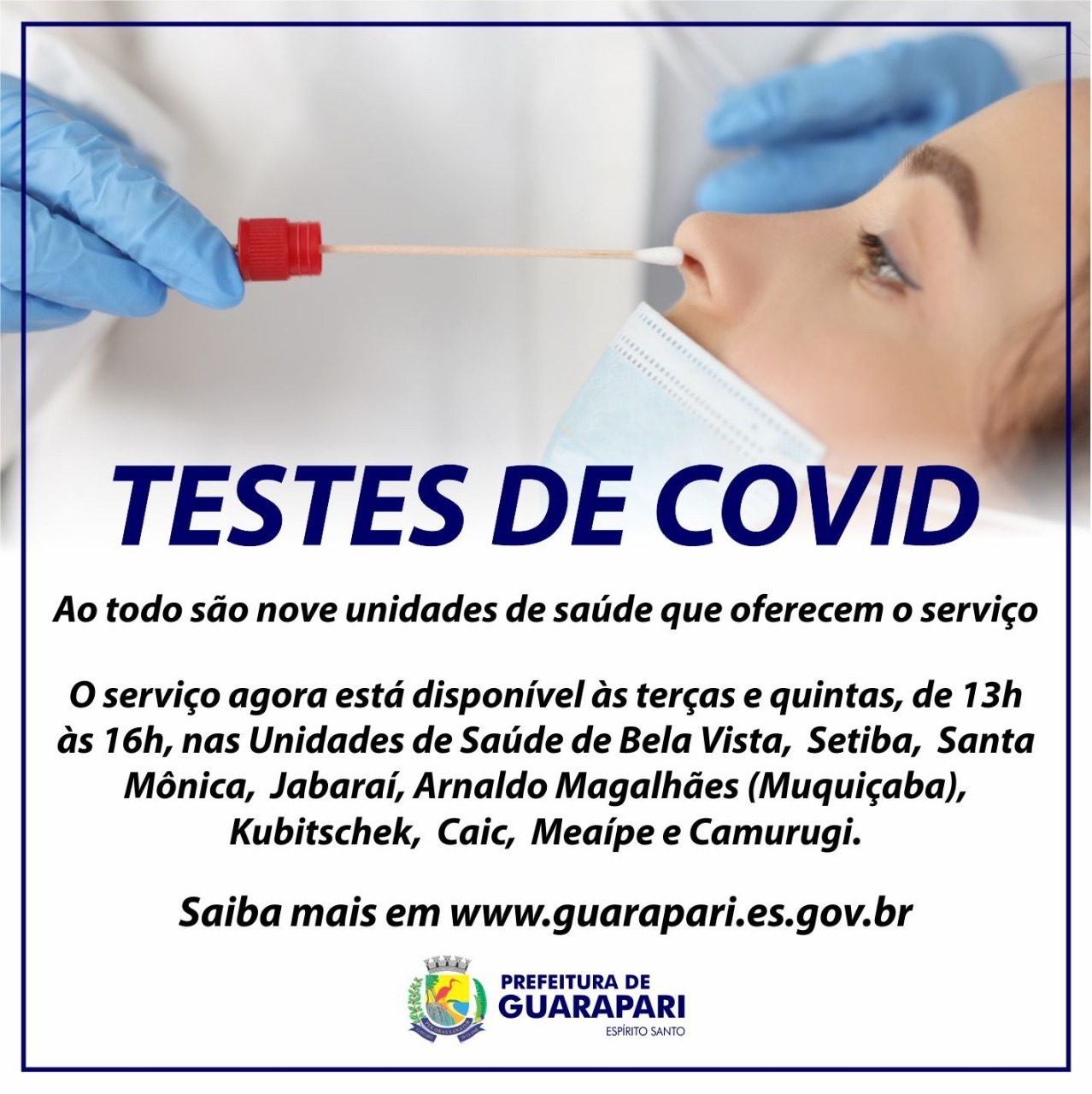 Prefeitura mantem serviço de testagem rápida contra Covid-19 em várias unidades de saúde