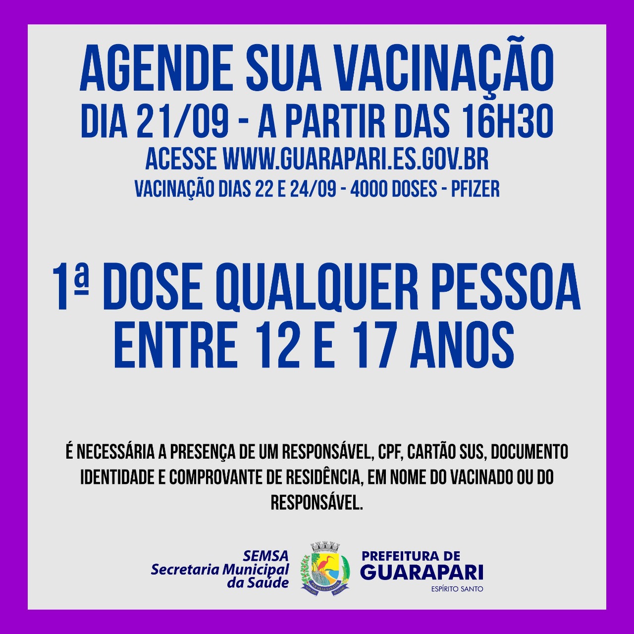 Guarapari vai vacinar adolescentes a partir de 12 anos 