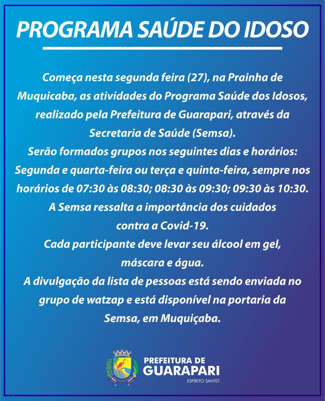 Programa Saúde dos Idosos retorna na segunda 