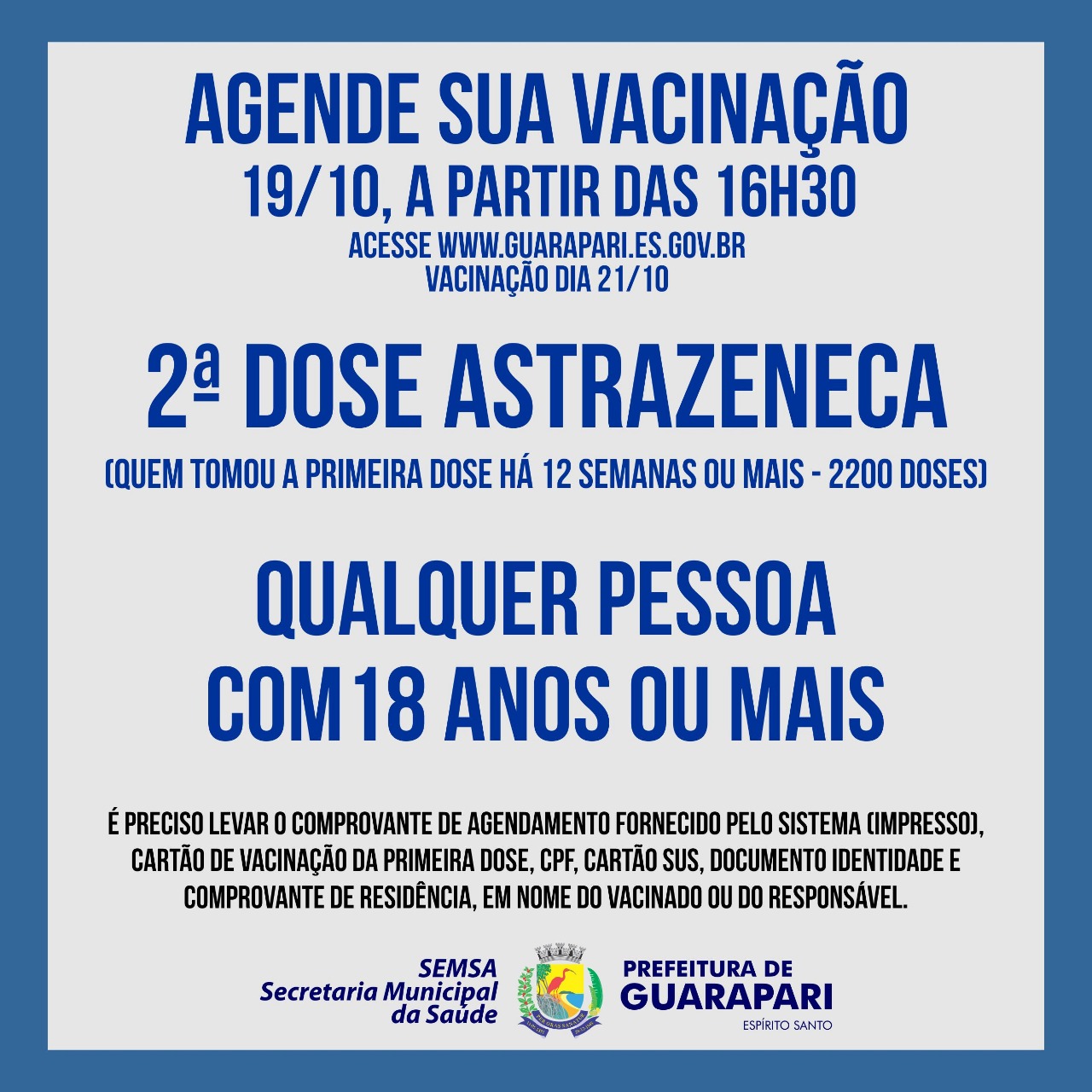 Prefeitura abre agendamento para segunda dose de AstraZeneca nesta terça-feira