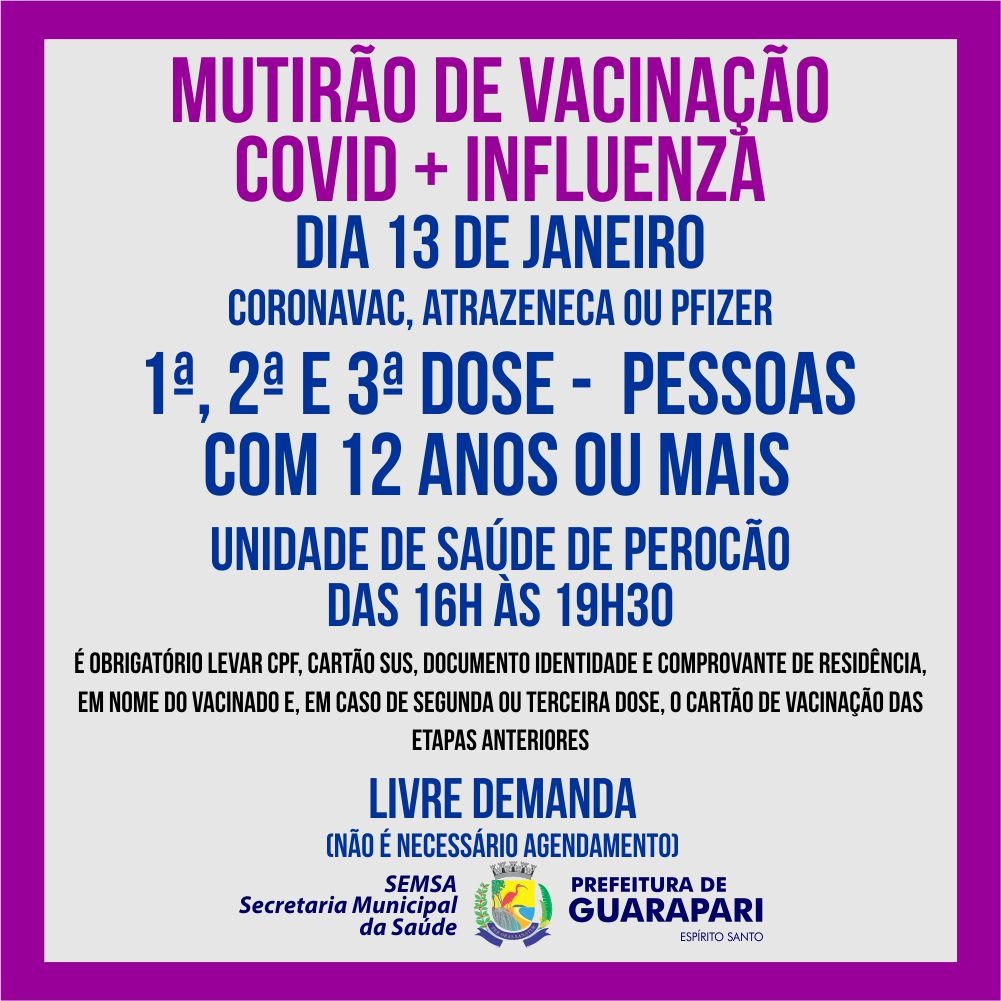 Prefeitura de Guarapari realiza mais um mutirão de vacinação 
