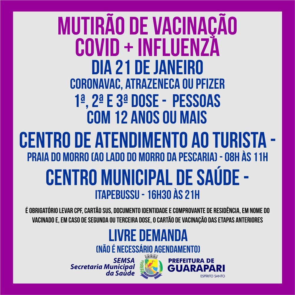 Prefeitura de Guarapari realiza dois mutirões neste sexta-feira 