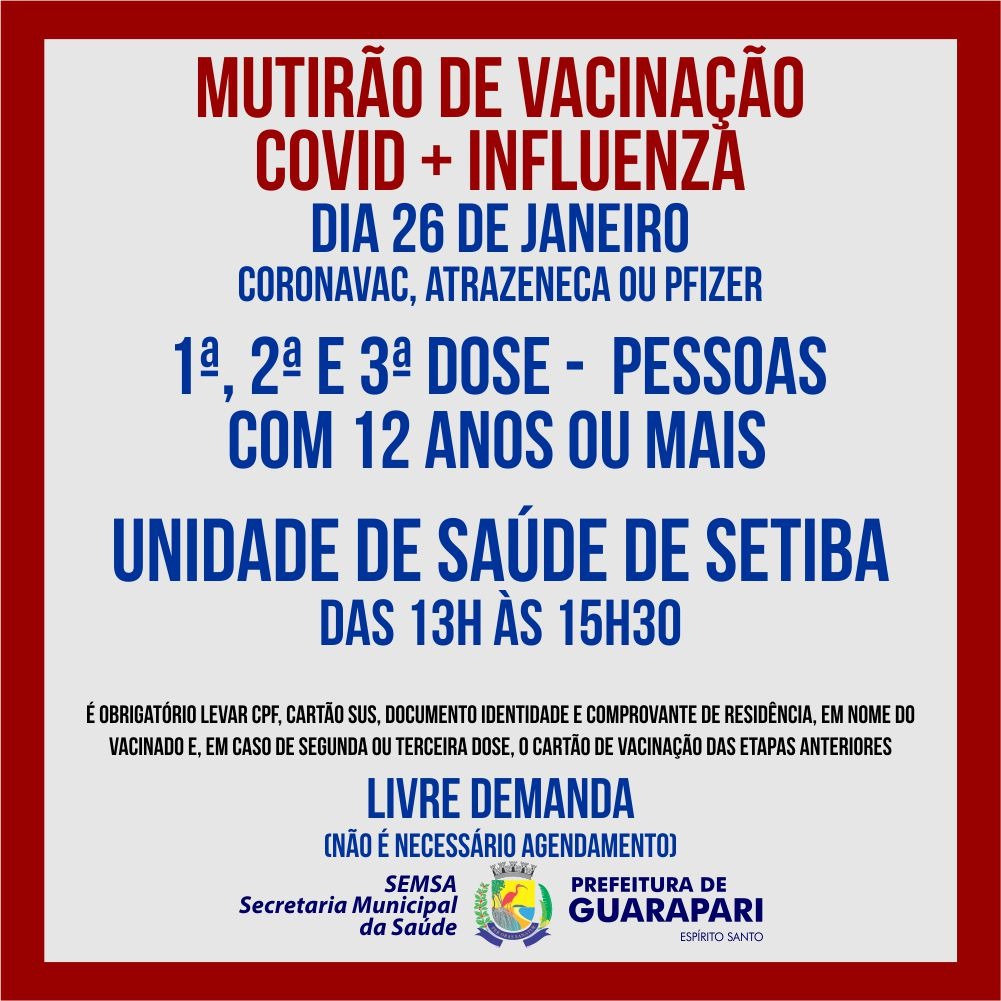 Prefeitura de Guarapari realiza ação de vacinação em Setiba 
