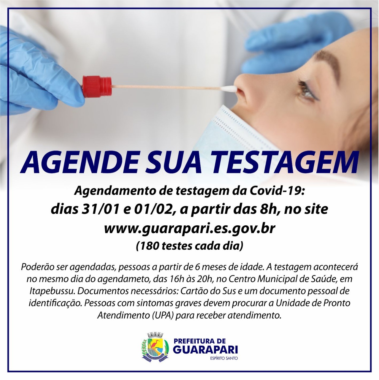 Prefeitura abre agendamento para teste de antígeno da Covid-19 