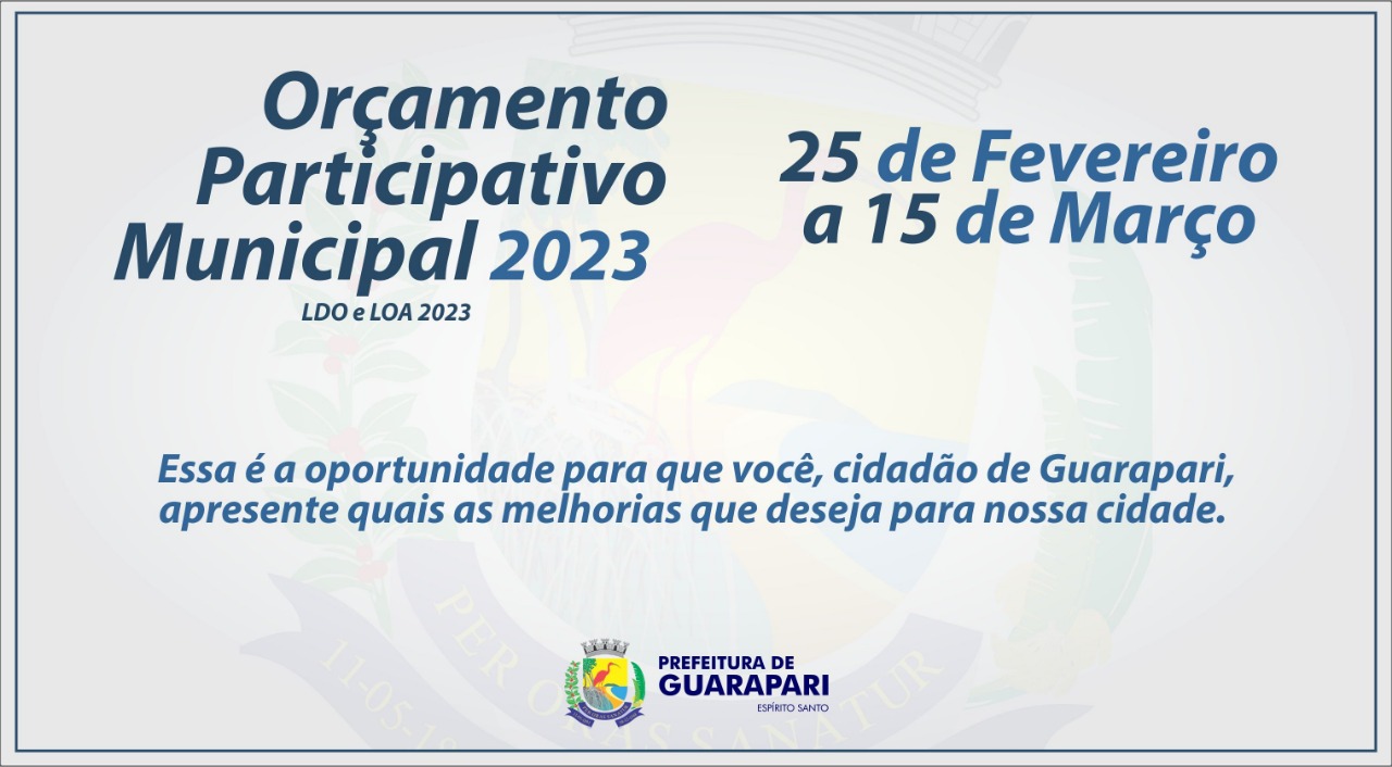 Começa nesta sexta-feira o Orçamento Participativo 2022/2023
