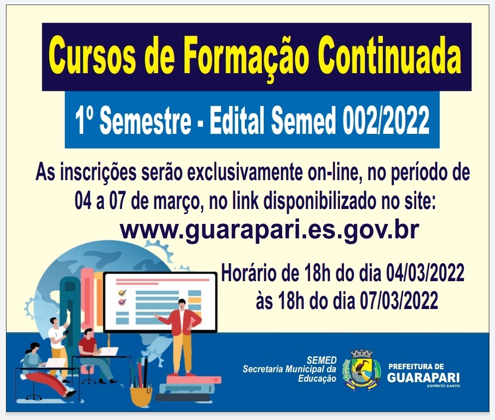 Prefeitura abre inscrições para cursos de Formação Continuada