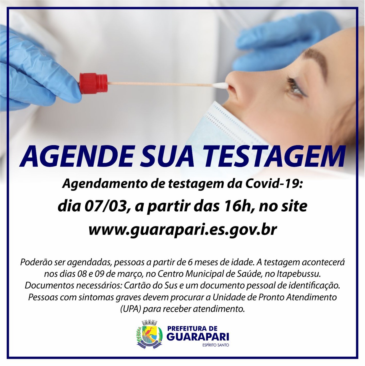 Prefeitura abre agendamento para teste de antígeno da Covid-19 