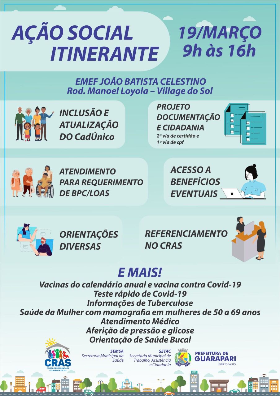 Prefeitura realiza ação social neste sábado(19), em Village do Sol. 