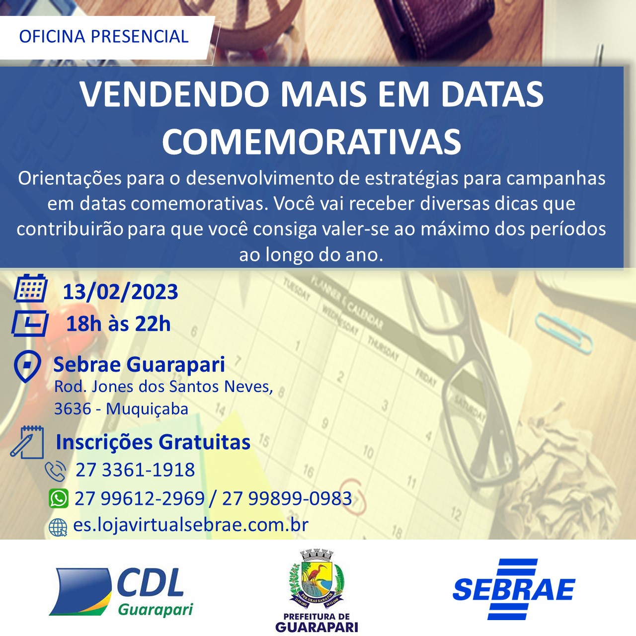 Guarapari terá a oficina grátis sobre como vender mais em datas comemorativas