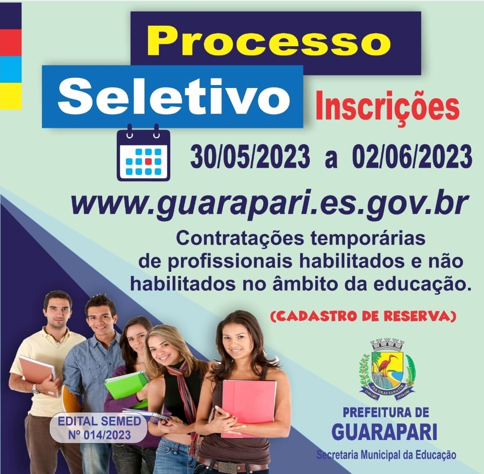 Prefeitura de Guarapari abre Processo Seletivo para contratação de profissionais da Educação