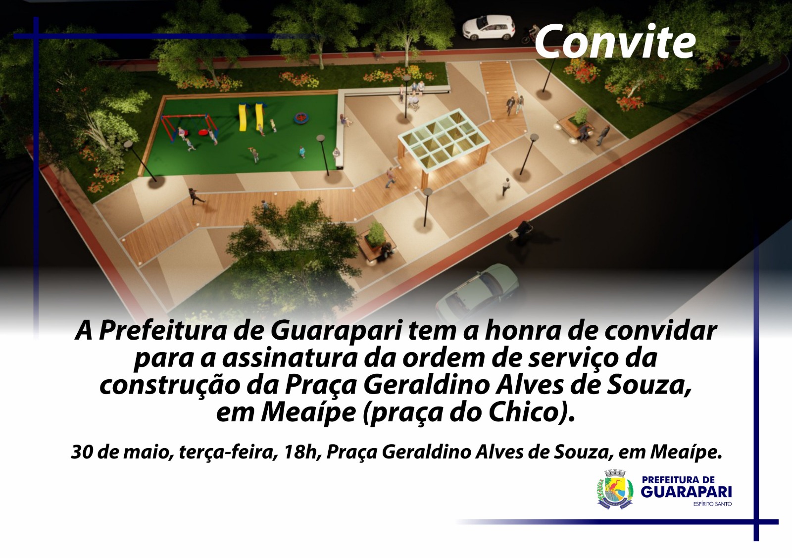 Prefeito assina ordem de serviço para construção de praça em Meaipe.