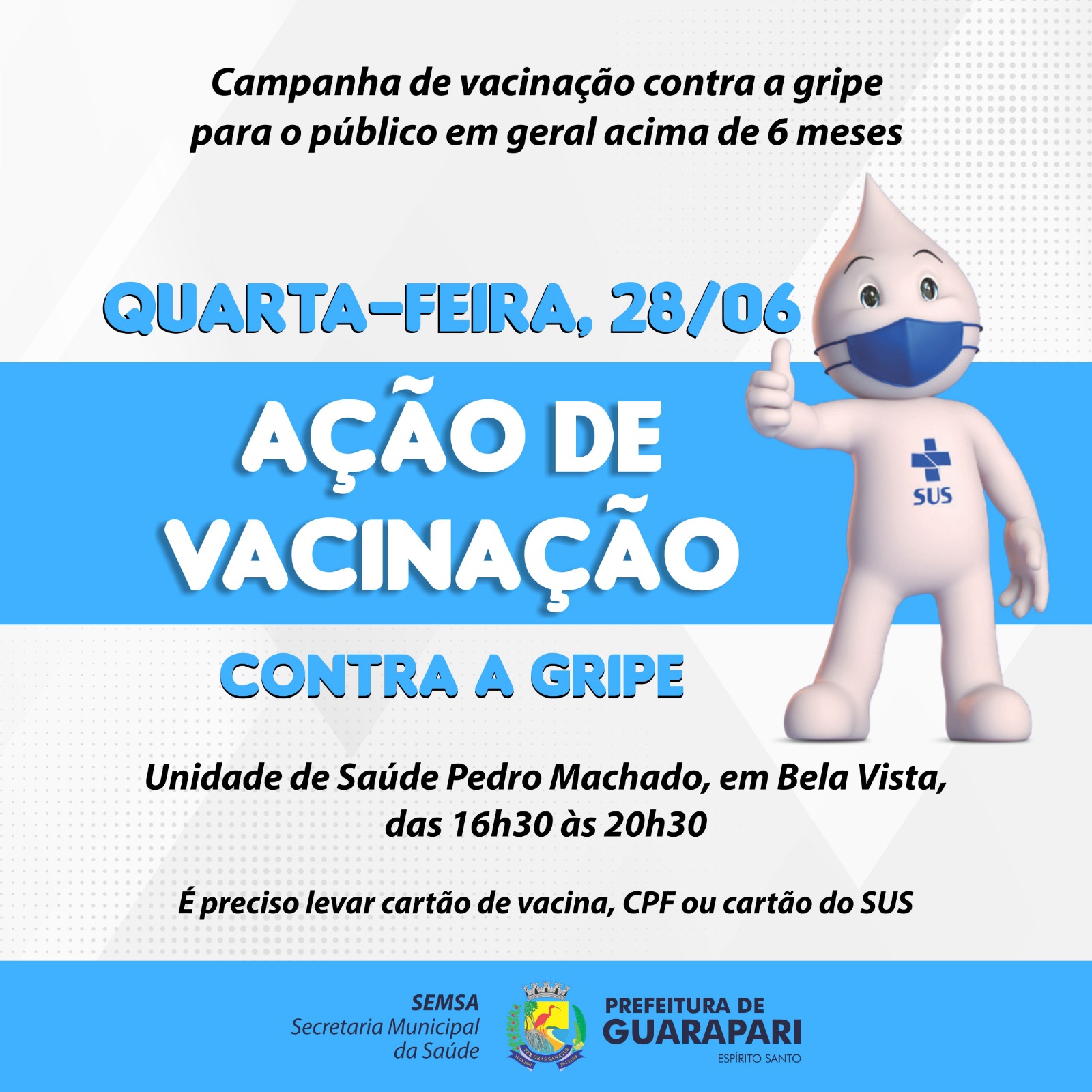 Prefeitura realiza ação de Vacinação Influenza, nesta quarta (28).