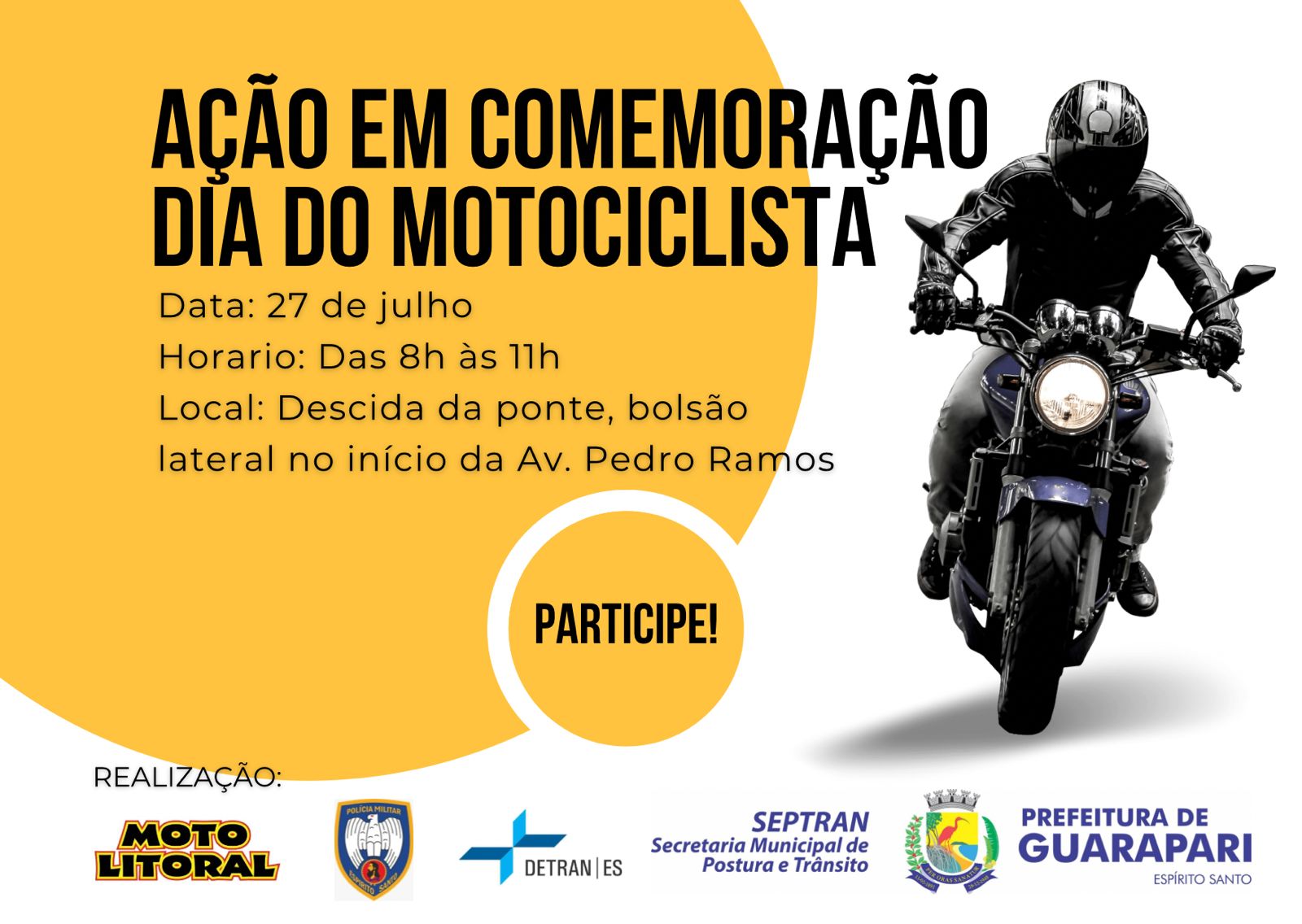 Guarapari promove ação em comemoração ao Dia do Motociclista