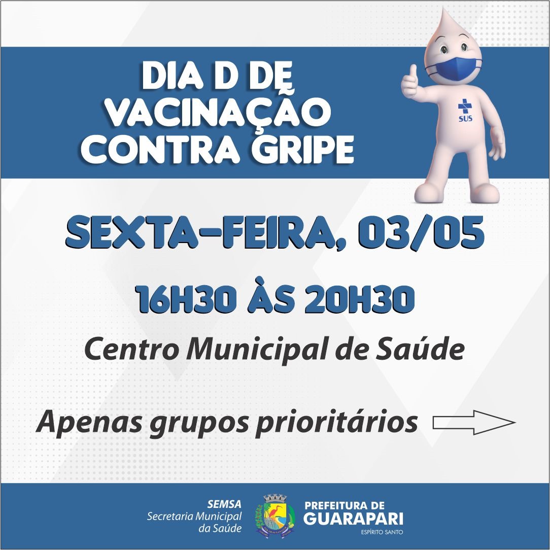 Prefeitura realizará Dia D contra Influenza, na próxima sexta-feira (03)