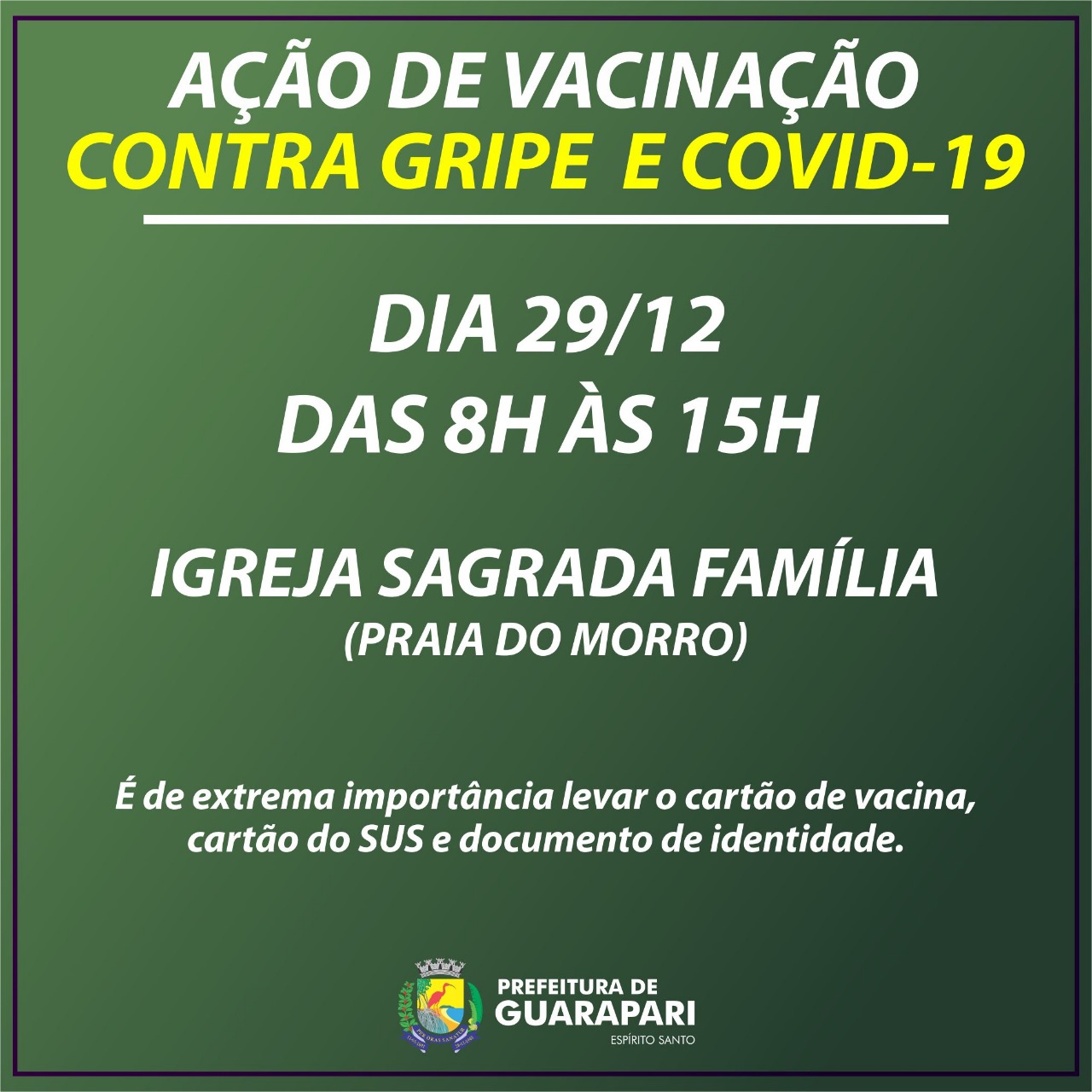 Prefeitura de Guarapari realiza ação de vacinação no bairro Praia do Morro 